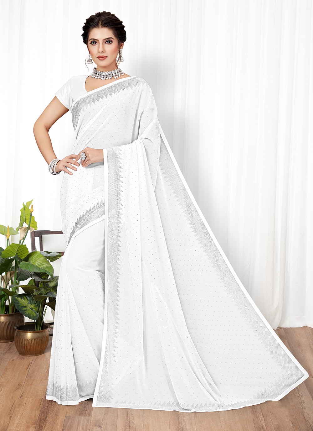 Buy Off White Raw Silk And Saree With Embellished Border And Blouse For  Women by Sue Mue Online at Aza Fashions.