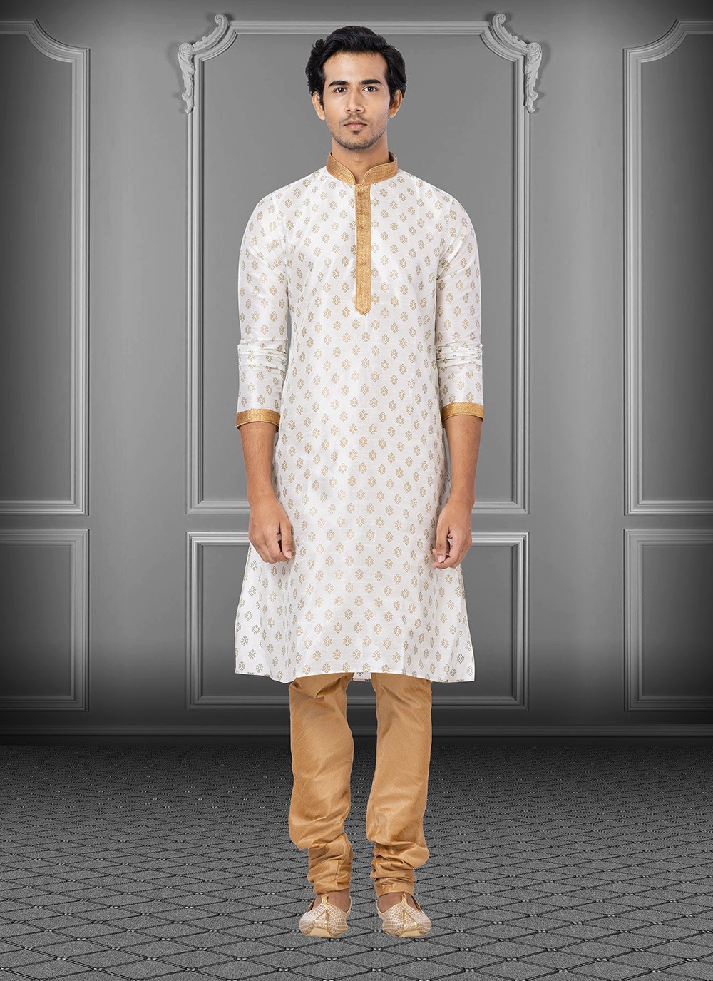 MEHNDI GREEN BLENDED KURTA | JJK-S-37582