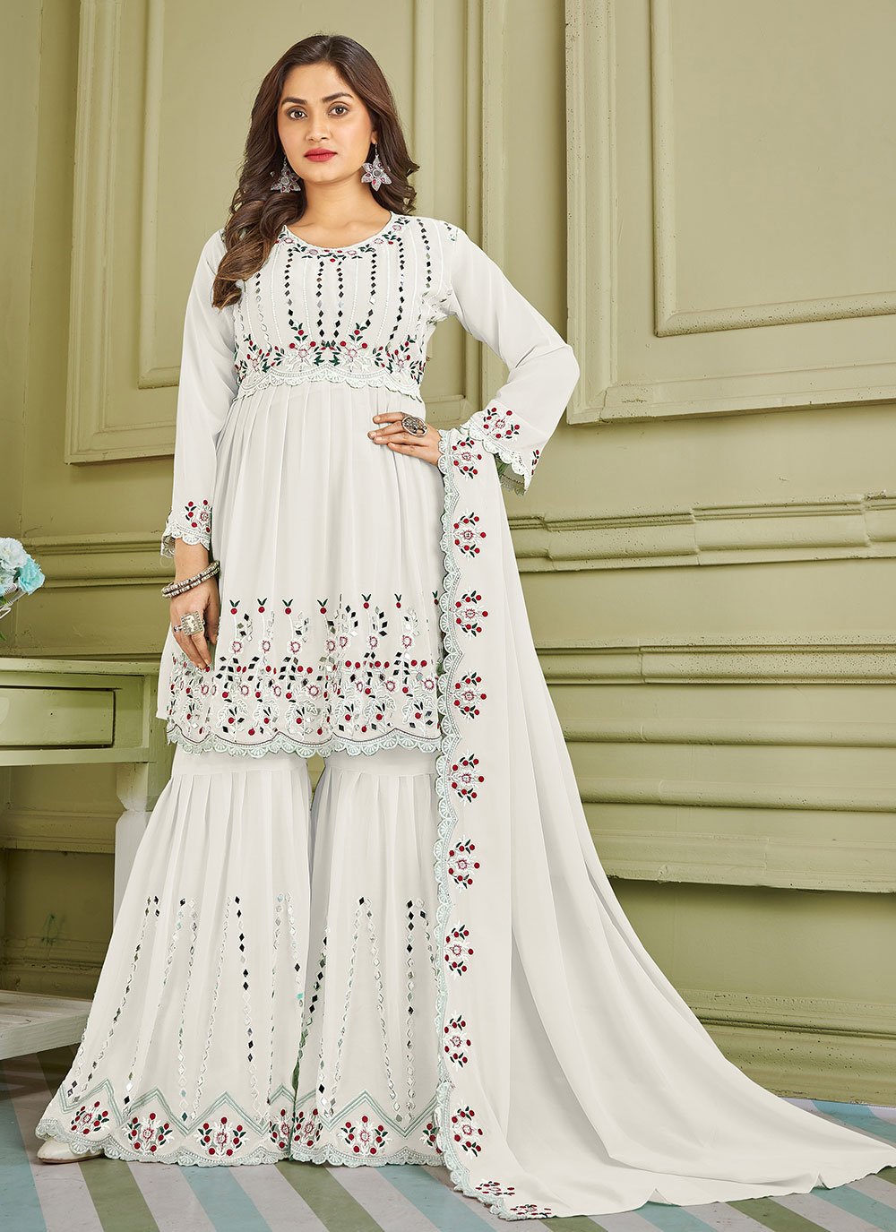 White Mirror Readymade Salwar Suit