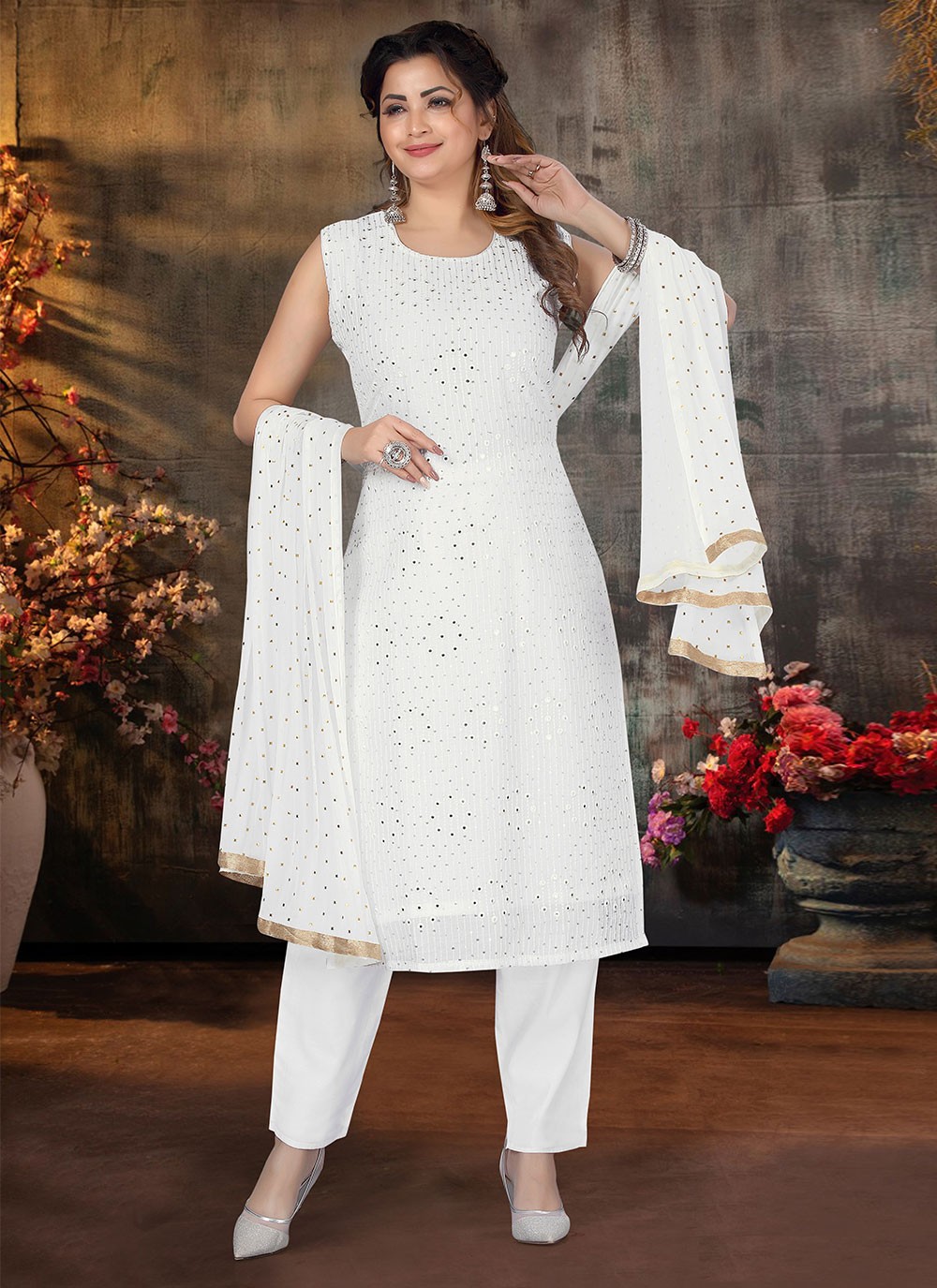 White Mirror Trendy Salwar Suit