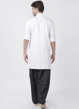 White Plain Cotton Kurta Pyjama