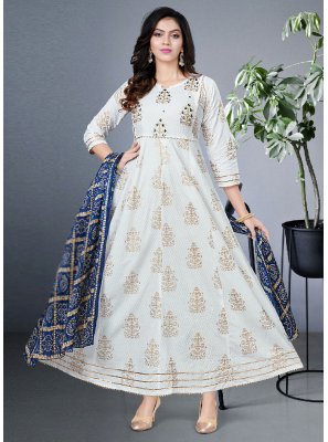White Rayon Readymade Gown