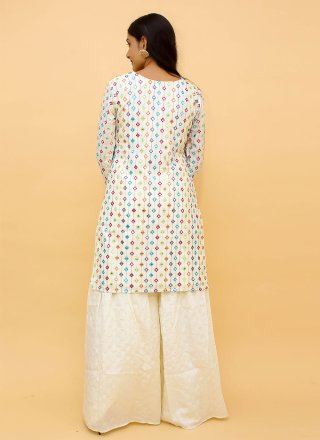 White Thread Georgette Designer Salwar Kameez