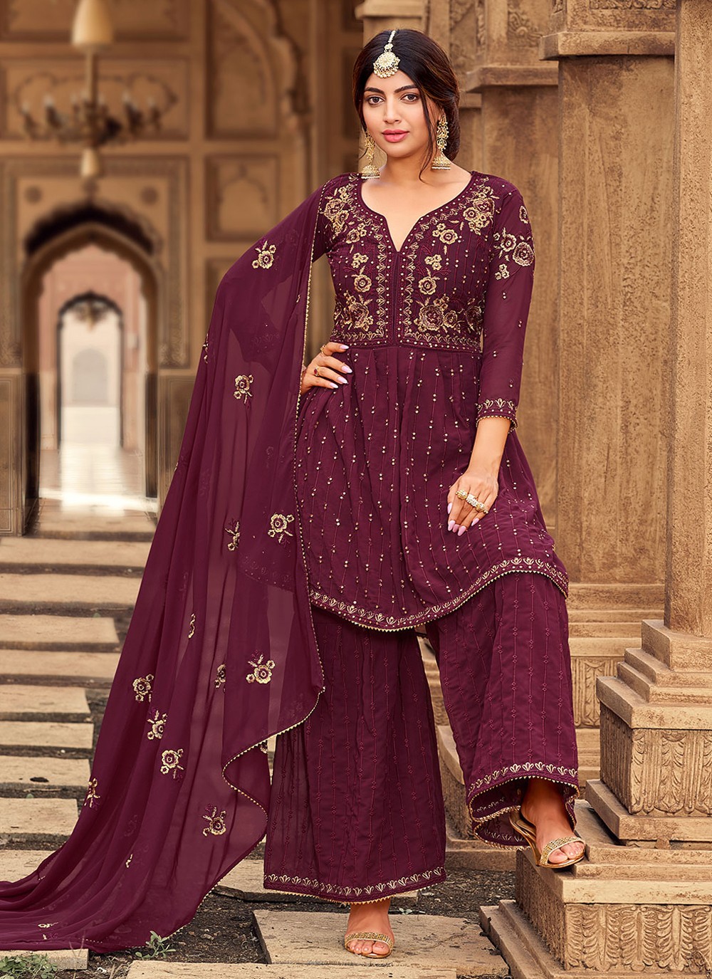 RUDRAPRAYAG anarkali georgette and santoon straight suit for women  readymade | gown, semi-stitched 2023 in Clothing & Accessories (BADAMI) :  Amazon.in: Fashion