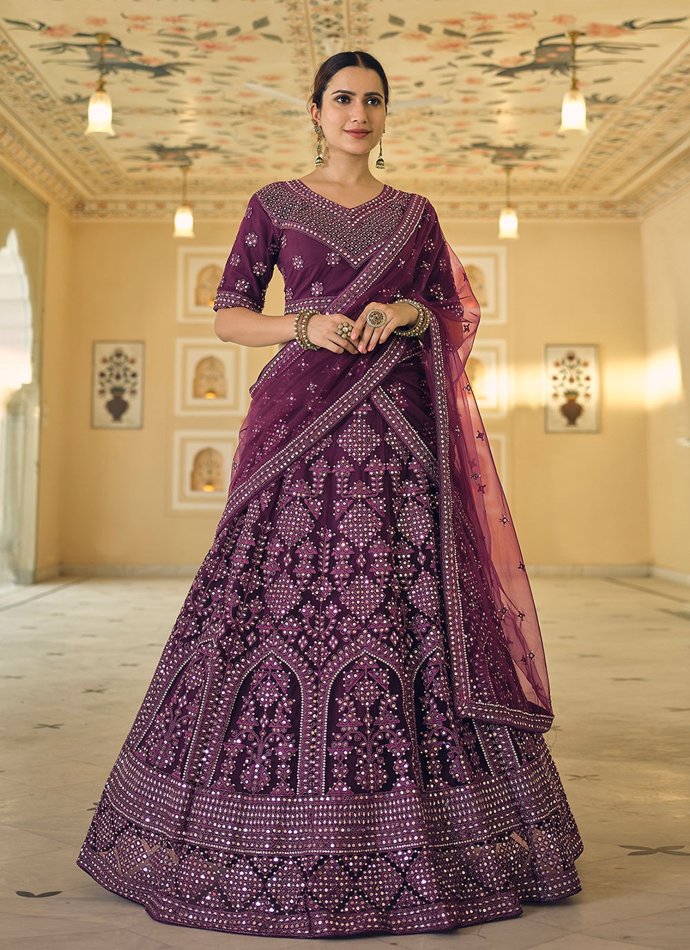 Silk Lehenga Sari for Engagement - Saree Blouse Patterns