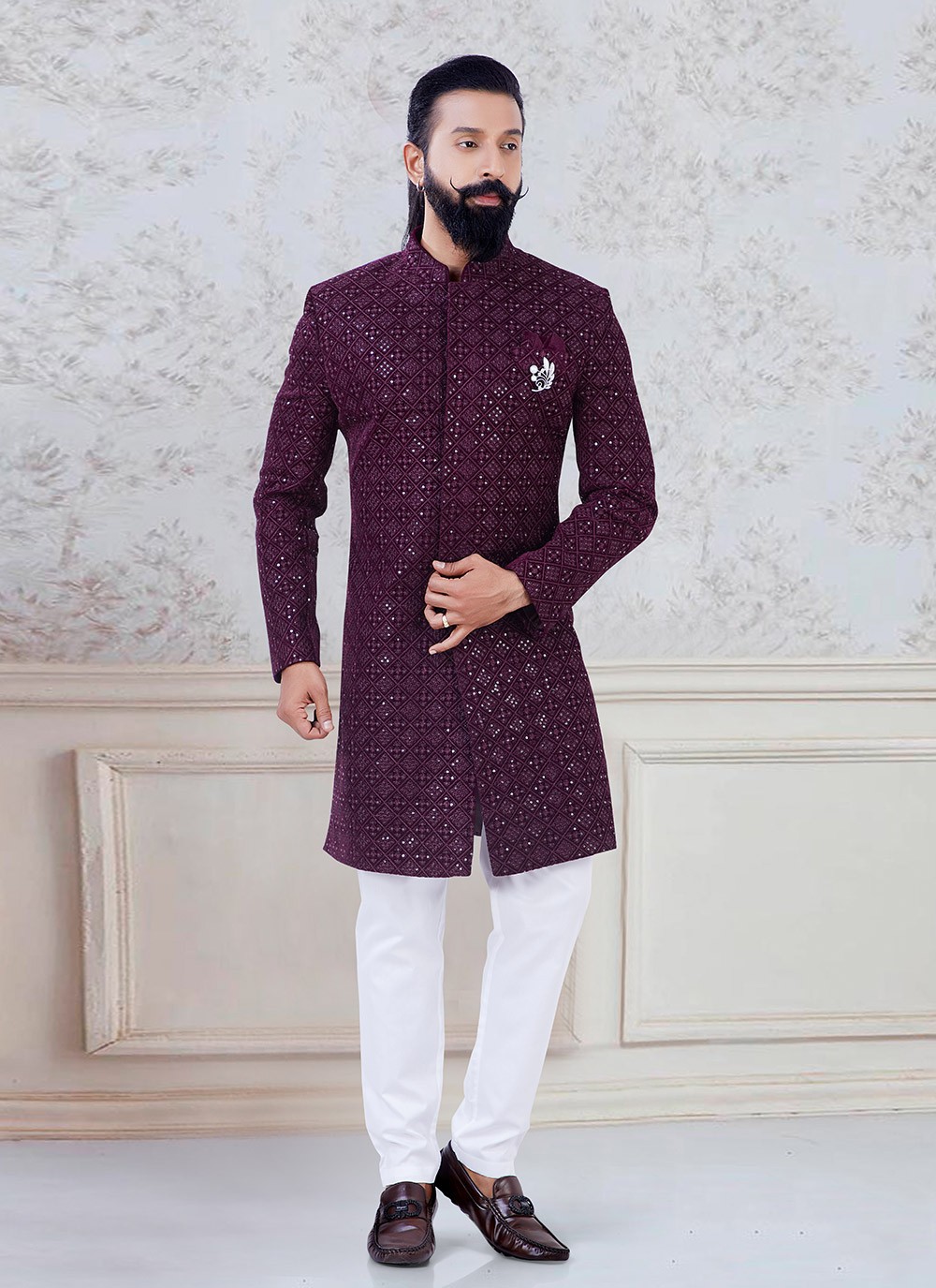 Buy Port Blair Lifestyle Boys Indo Western Mehndi Ethinc Sherwani Suit  (BROWN) at Amazon.in