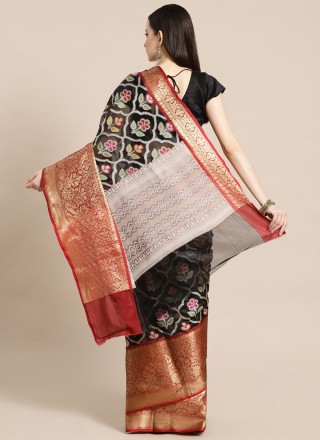 Woven Banarasi Silk Black Designer Traditional Saree
