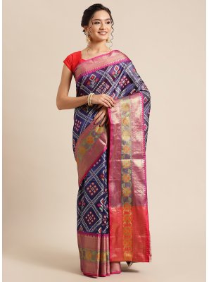 Woven Banarasi Silk Blue Designer Traditional Saree