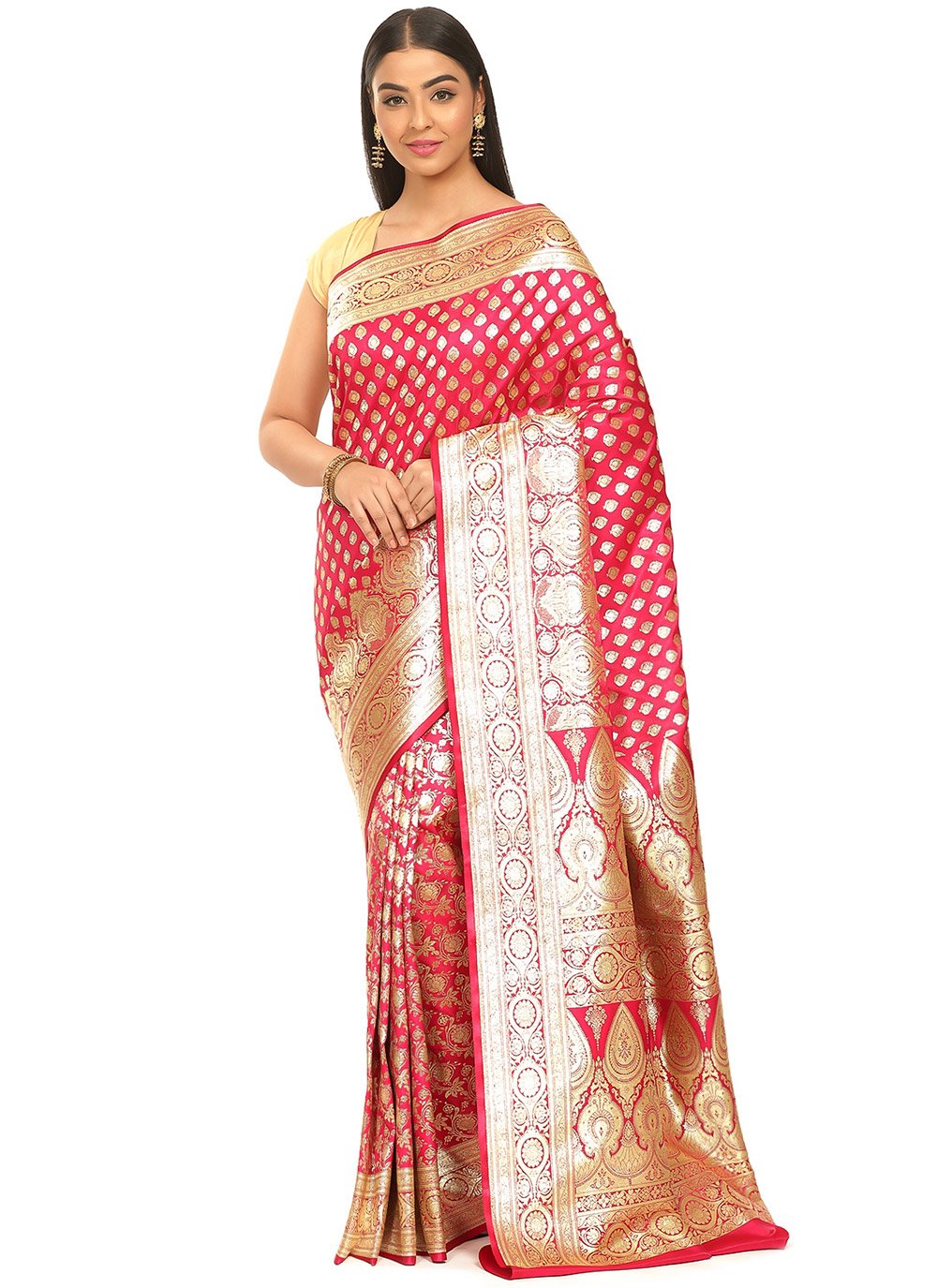 Woven Magenta Banarasi Silk Designer Traditional Saree