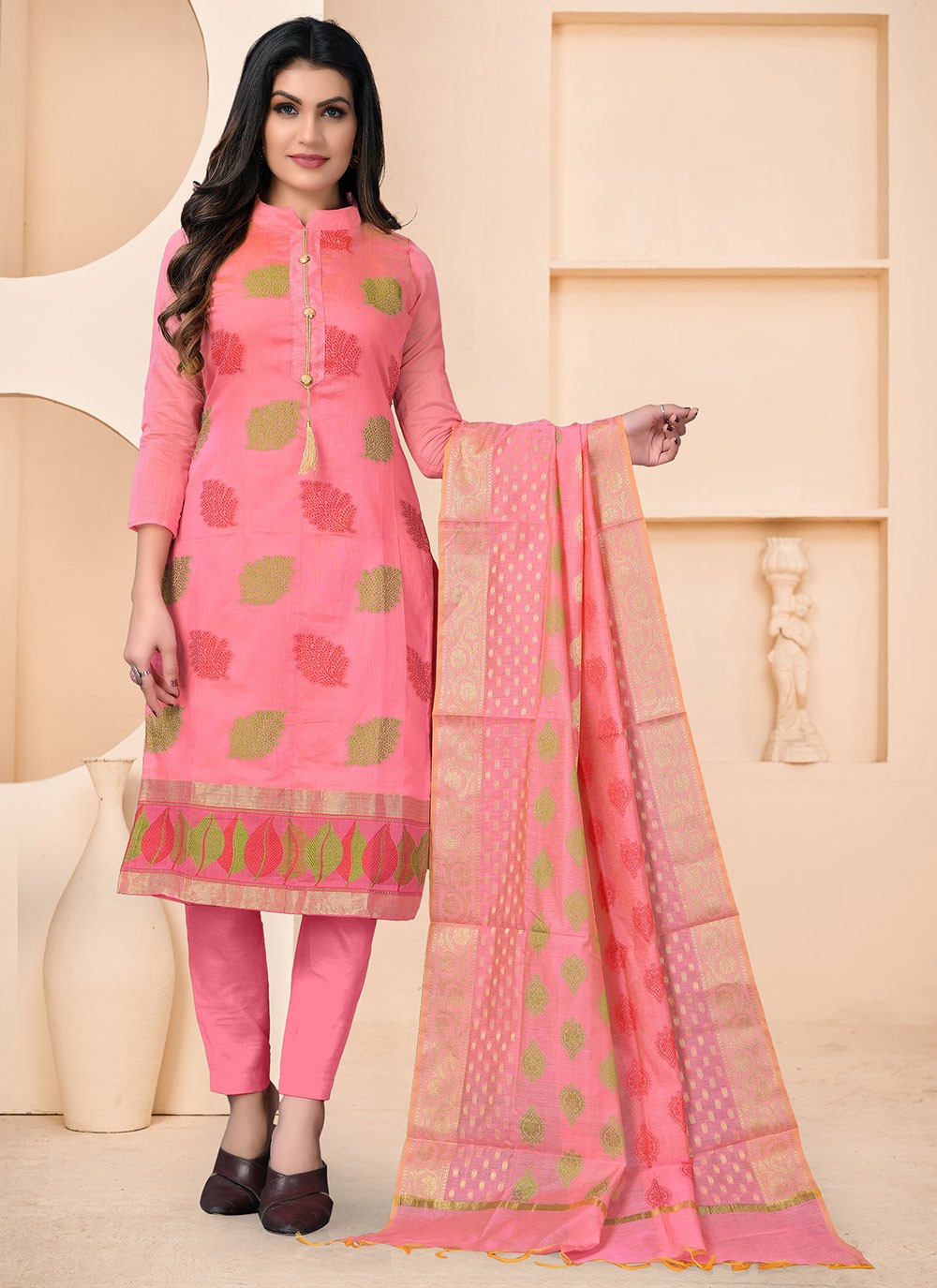 Woven Pink Pant Style Suit 