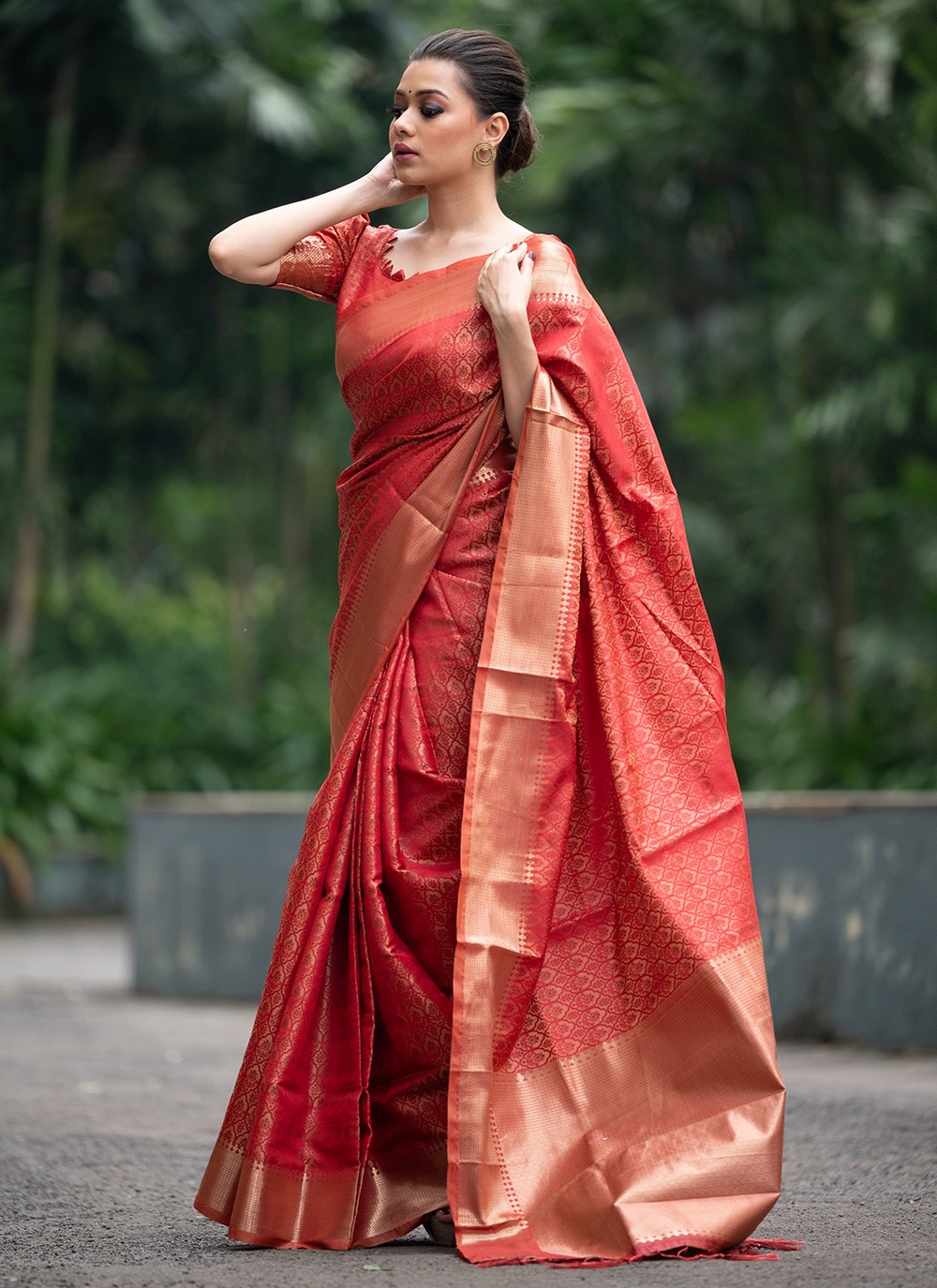 Woven Red Traditional Designer Saree