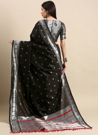 Woven Silk Black Traditional Designer Saree