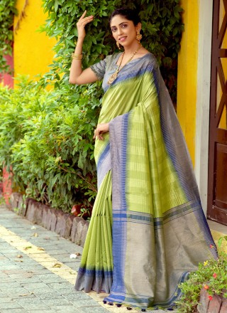 Woven Silk Green Classic Saree