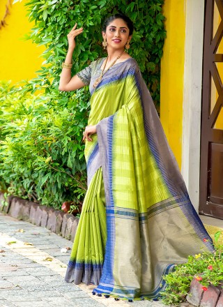 Woven Silk Green Classic Saree