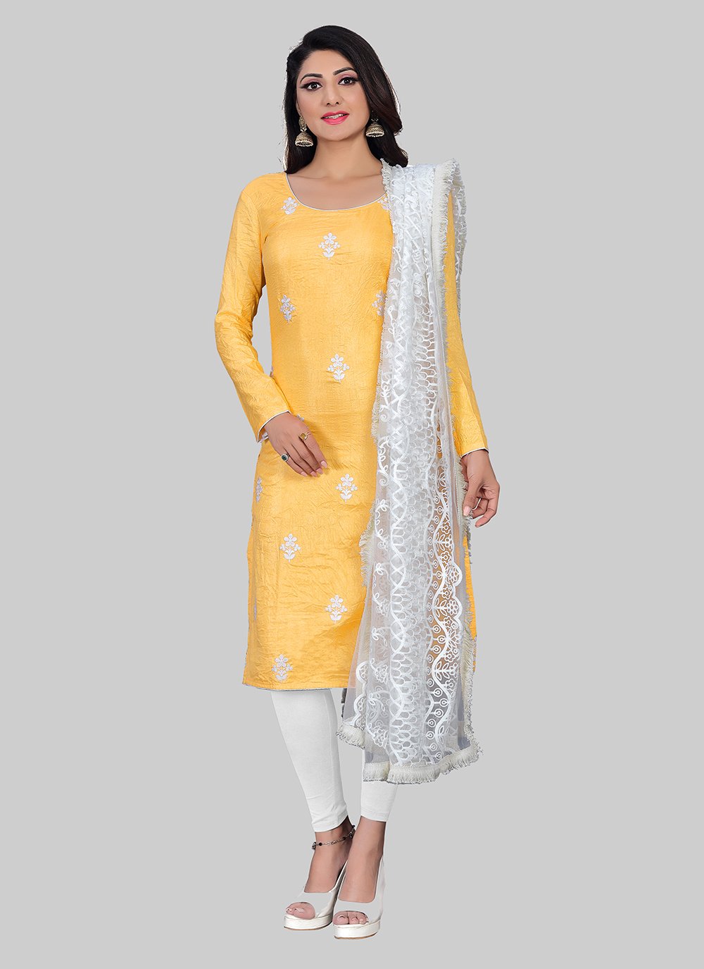 Yellow Casual Silk Pant Style Suit
