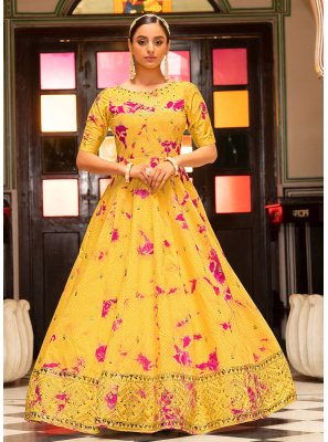Yellow Color Designer Gown