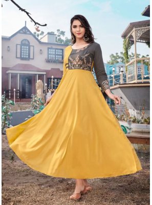 Yellow Color Readymade Designer Gown