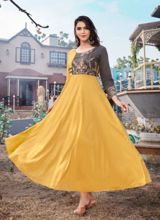 Yellow Color Readymade Designer Gown