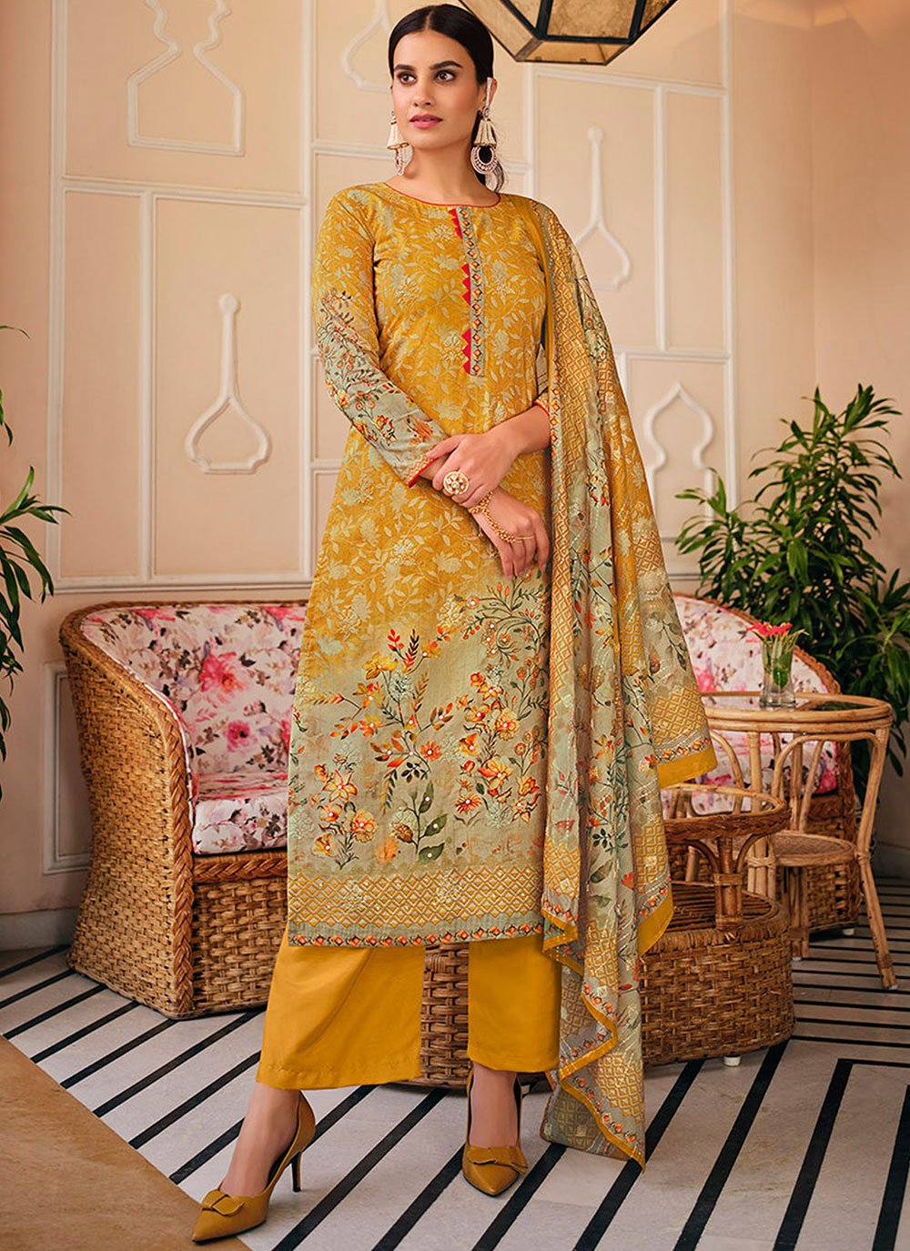 Yellow Cotton Festival Designer Pakistani Salwar Suit
