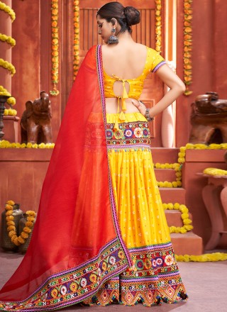 Yellow Embroidered Festival Lehenga Choli