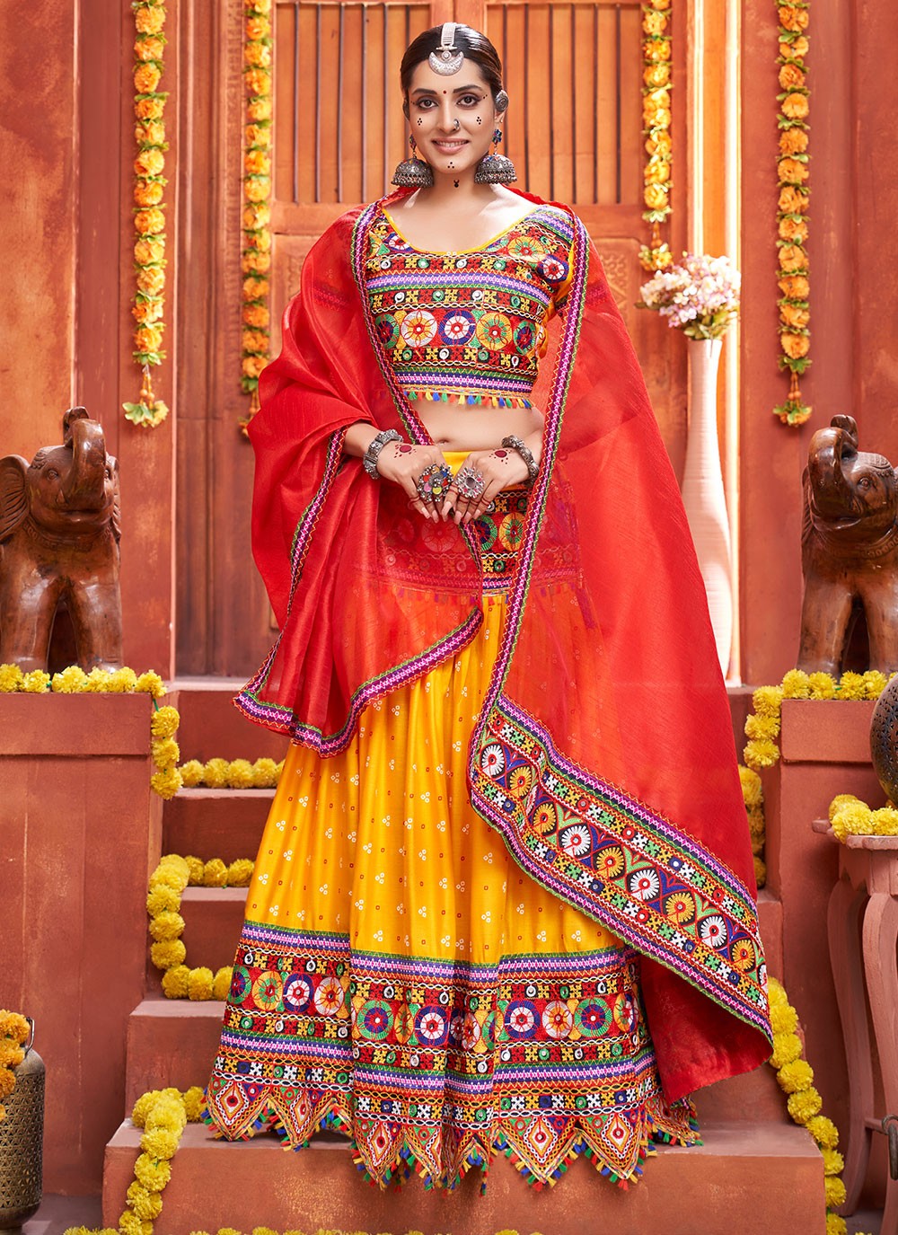 Buy Yellow Embroidered Festival Lehenga Choli Online