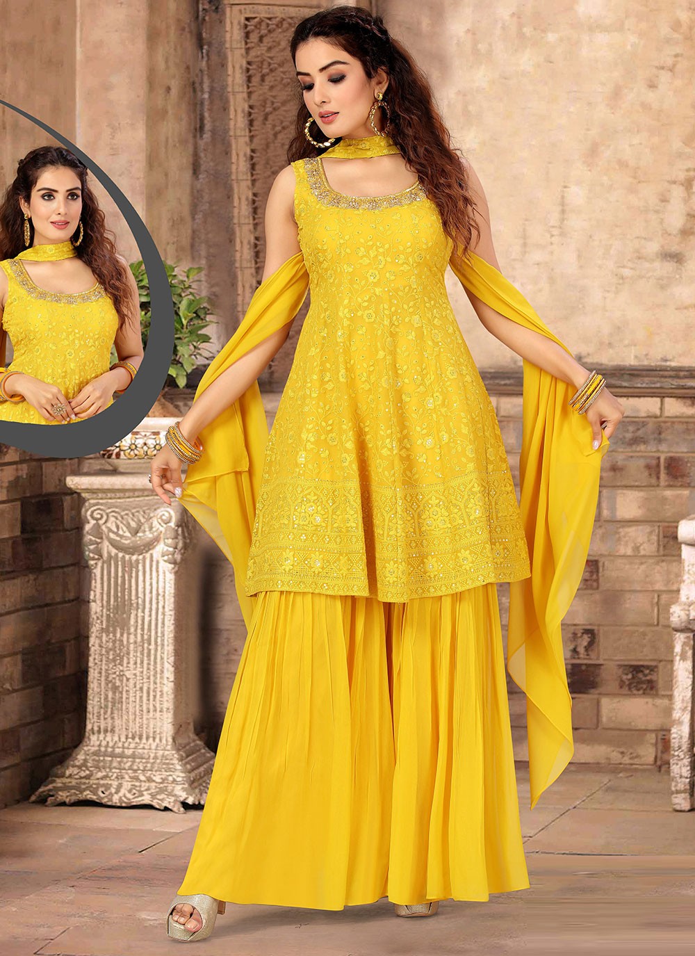 Yellow sharara suit | Mayon dresses, Simple mehndi dresses, Haldi outfit