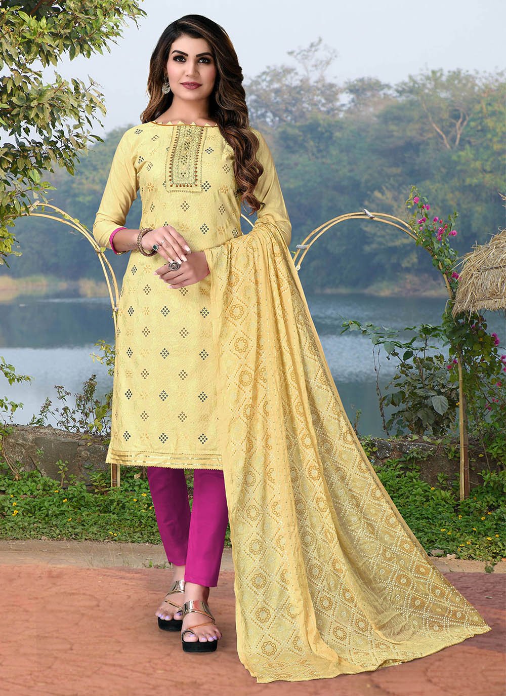 Yellow Embroidered Salwar Suit