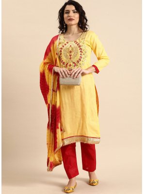 Yellow Embroidered Salwar Suit