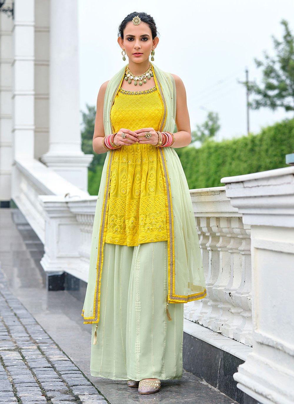 Yellow Embroidered Trendy Salwar Suit