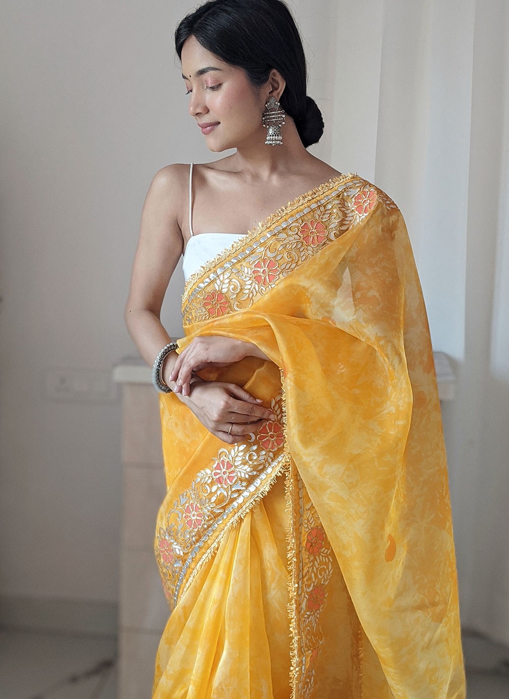 Buy Online Yellow Gota Work Ceremonial Saree : 236438