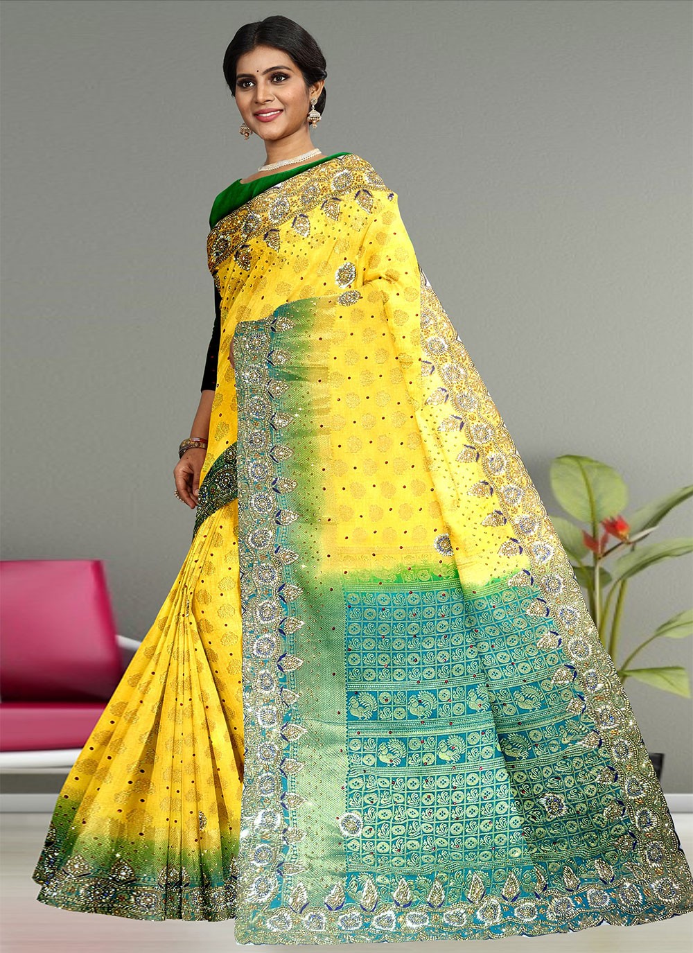 Yellow Kanjivaram Silk Classic Designer Saree