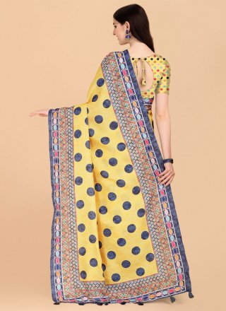 Yellow Party Chanderi Cotton Traditional Saree