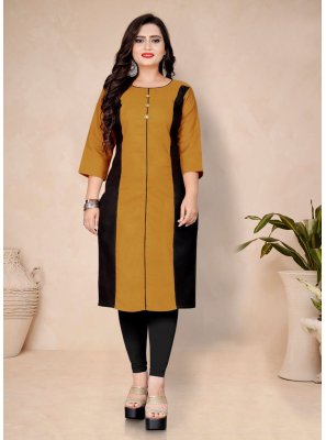 Yellow Plain Party Wear Kurti