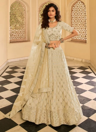 Yellow Sangeet Faux Crepe Lehenga Choli