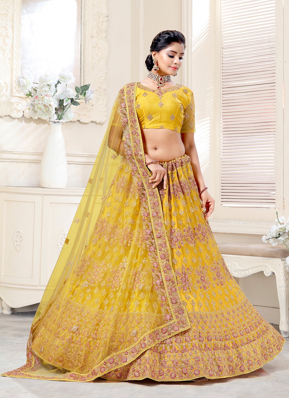 Free Stitching Party Wear Indian Sangeet Lehenga Choli, Yellow Lehenga for  Women, Organza Silk Lehenga, Cocktail Lehenga, Wedding Dress - Etsy Hong  Kong