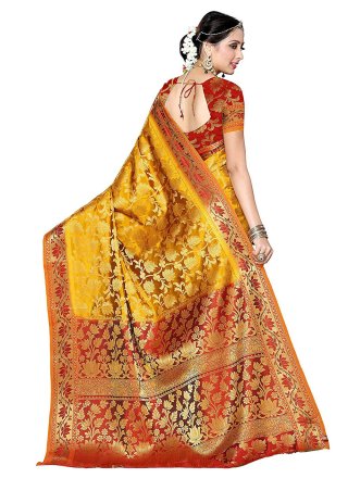 Yellow Zari Kanjivaram Silk Trendy Saree