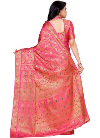 Zari Pink Kanjivaram Silk Designer Saree