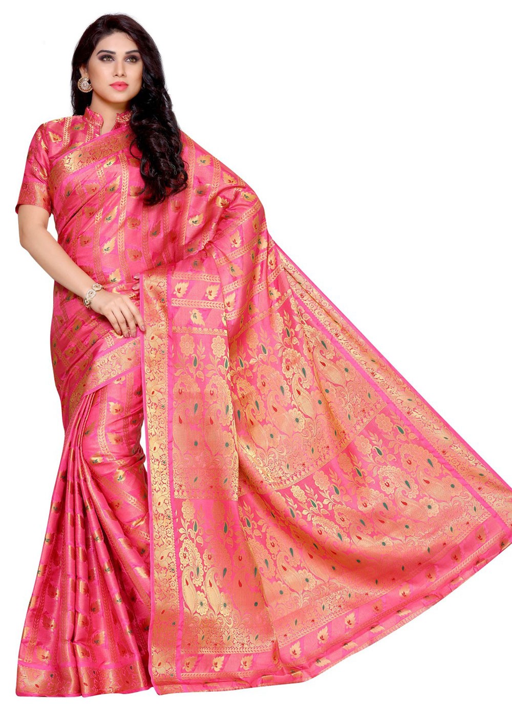 Zari Pink Kanjivaram Silk Designer Saree