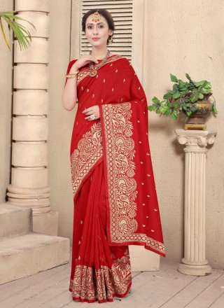 Zari Red Classic Designer Saree