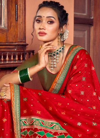 Zari Silk Red Classic Saree