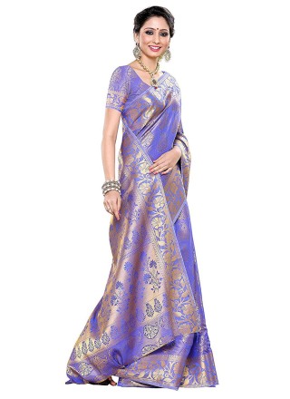 Zari Violet Traditional Saree