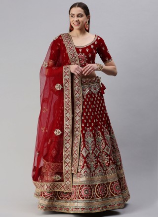 Maroon Taffeta Silk Livewear Ladies Lehenga Choli at Rs 775 in Surat