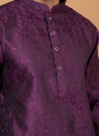 Appealing Purple Silk Kurta Pyjama