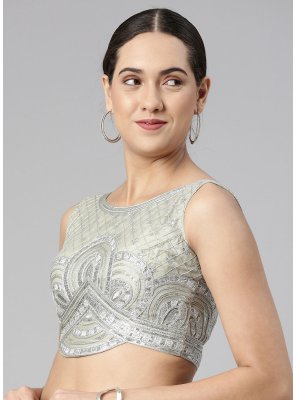 Aqua Blue and Silver Embroidered Engagement Designer Blouse