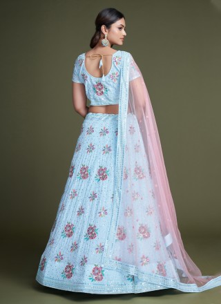 Aqua Blue Engagement Lehenga Choli