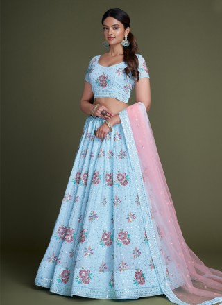 Aqua Blue Engagement Lehenga Choli