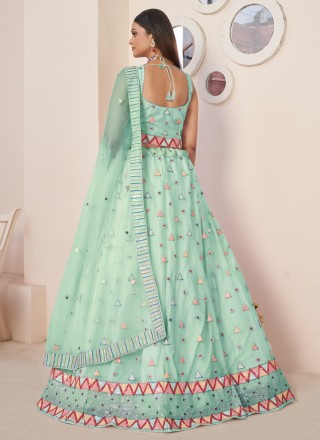 Aqua Blue Festival Net Designer Lehenga Choli