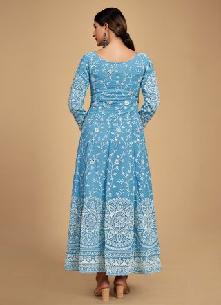 Aqua Blue Wedding Anarkali Salwar Kameez
