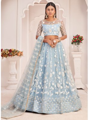 Aqua Blue Wedding Trendy Lehenga Choli
