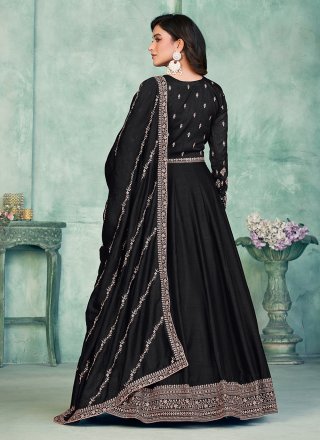 Art Silk Black Designer Salwar Kameez